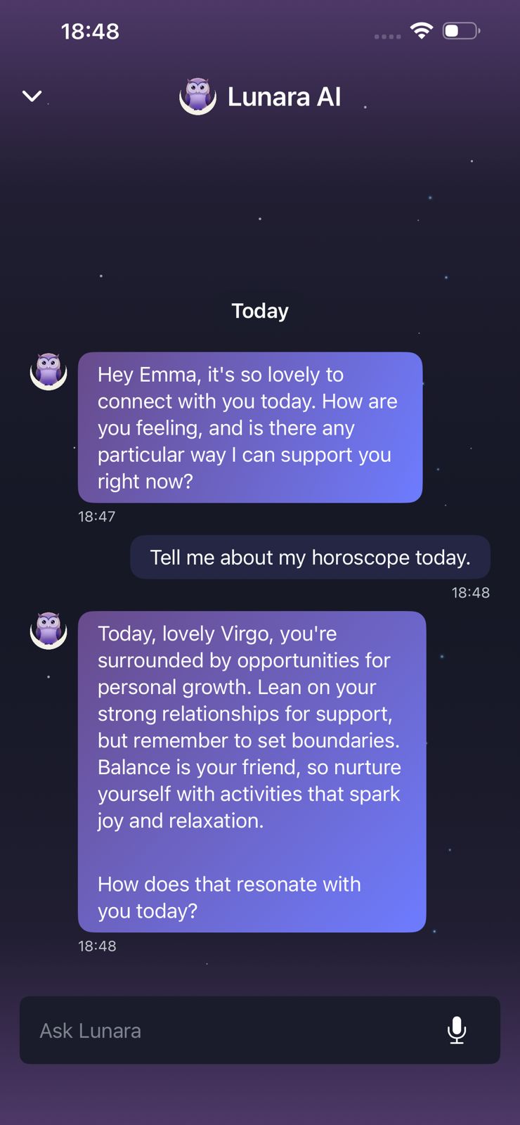 Lunara AI Chat
